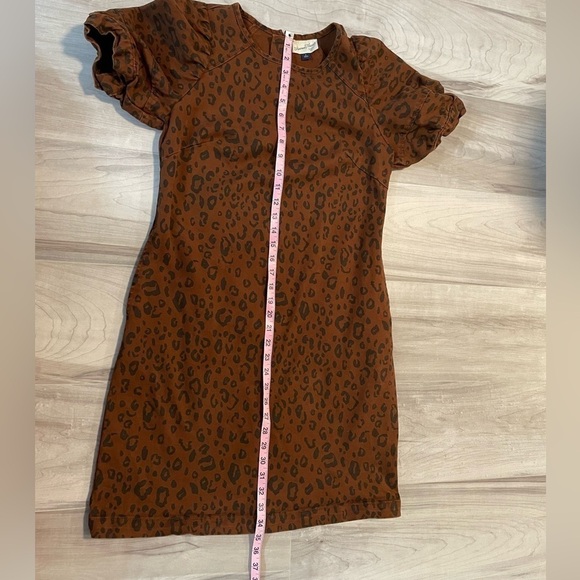 Universal Thread Brown & Black Leopard Print Dress Short Puff Sleeves-Size 2 - Picture 14 of 15